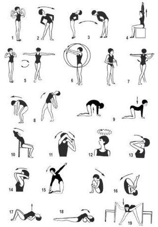 A number of exercises for osteocondrosis